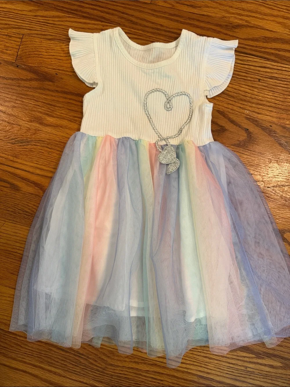 SHEIN Pink Strawberry Tulle Dress with Multicolor Pastel Tulle Skirt